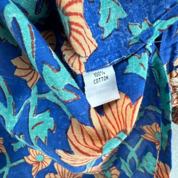 Amaya Textiles Top‎ Womens 42 M/L Blue Pullover Floral Embroidered Thin Cotton - Picture 15 of 15